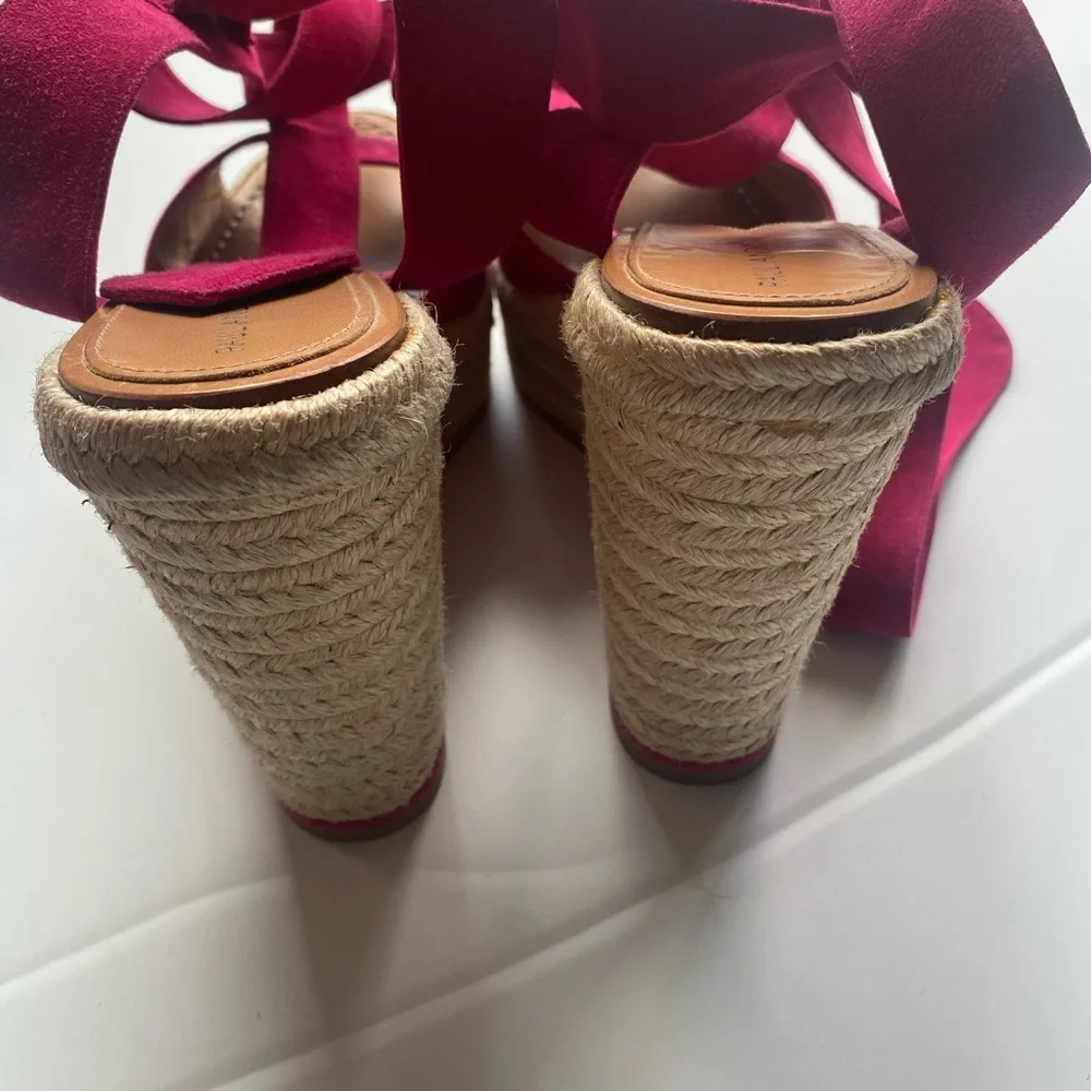 Paul Andrew Hot Pink Espadrille Wedge Sandals
